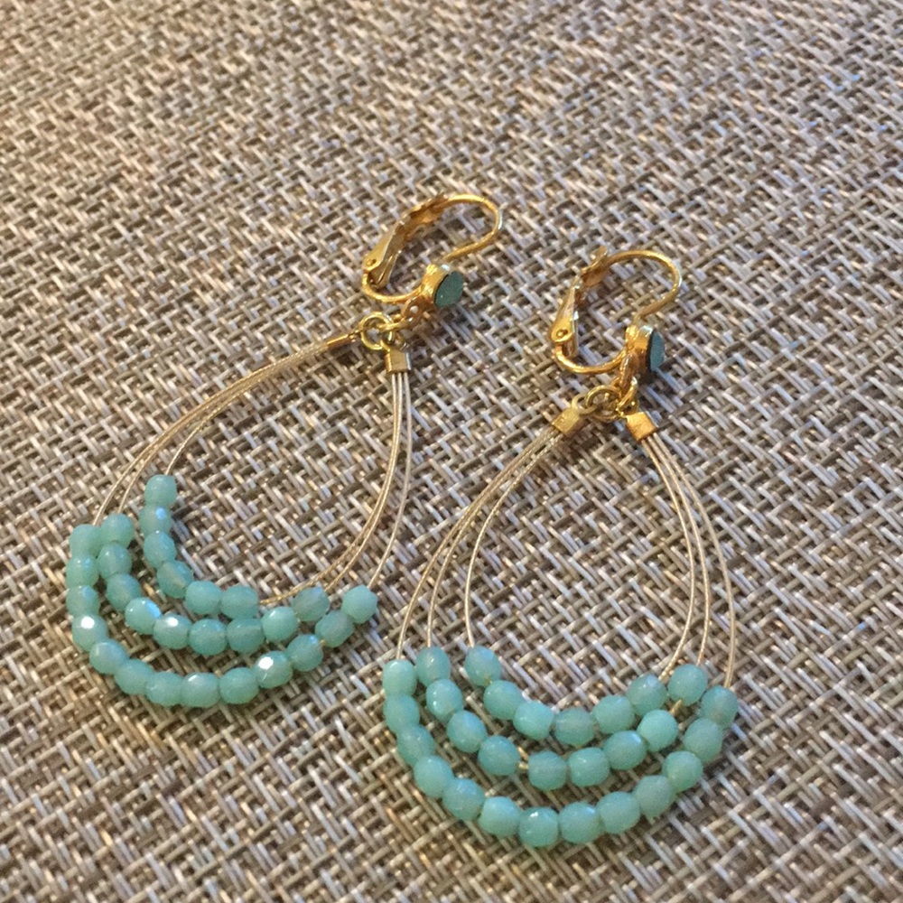 Gold and aqua earrings